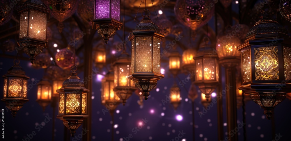 A shining lantern with a twinkling effect on the side. Generative AI A shining lantern with a twinkling effect on the side. Generative AI