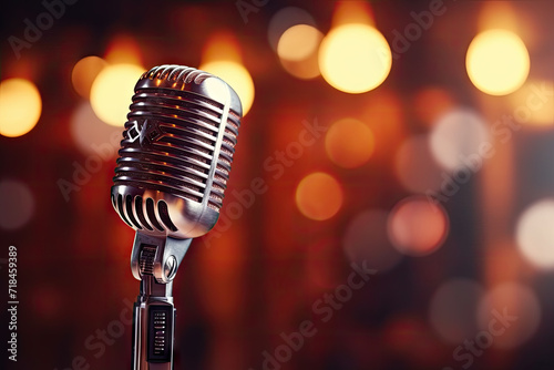 vintage microphone on stage