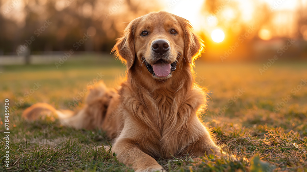 portrait of a golden retriever dog, stock photo