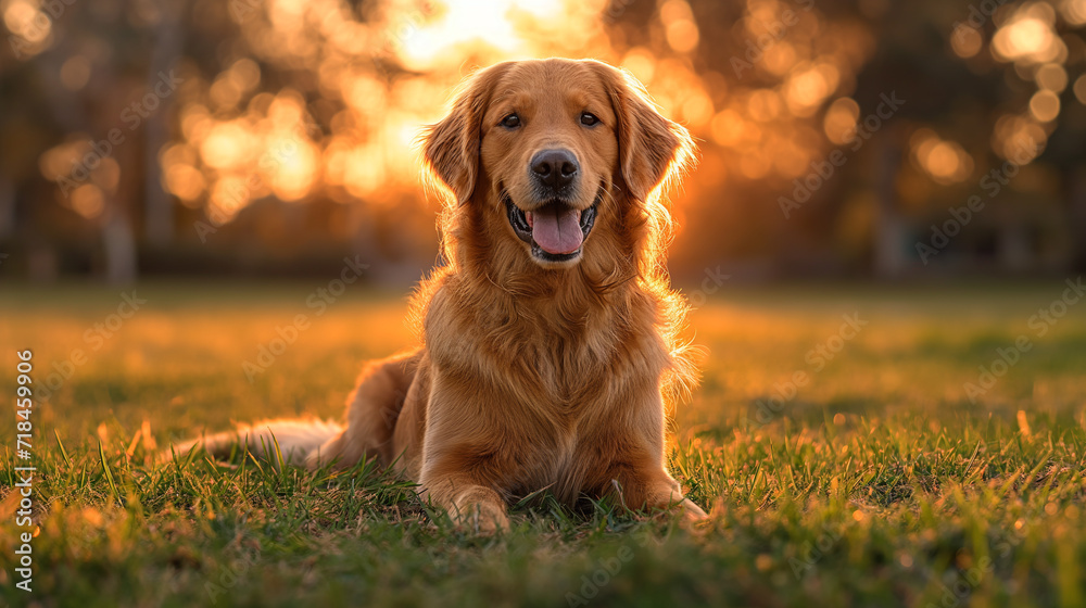 portrait of a golden retriever dog, stock photo