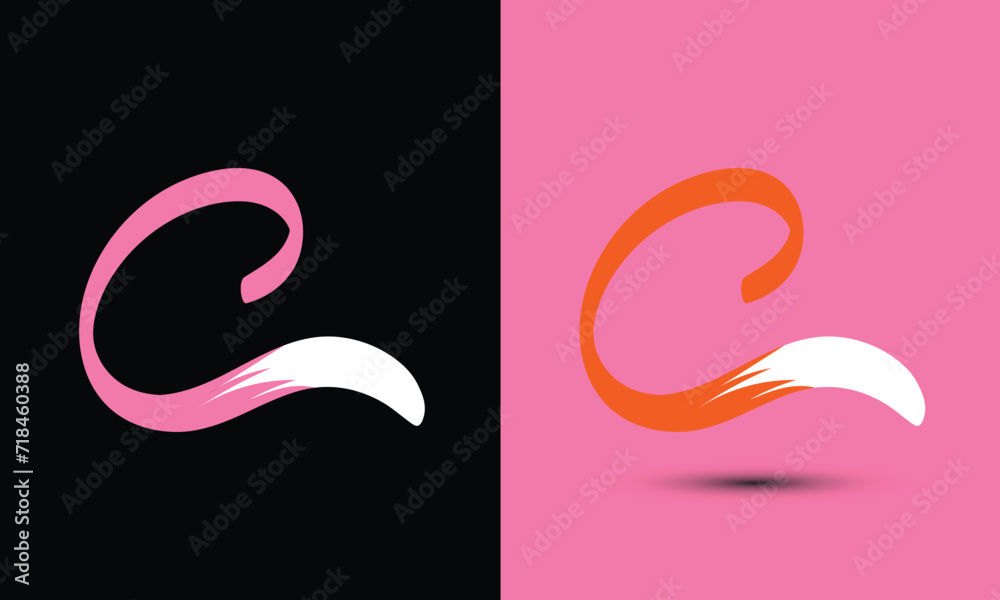 Initial letter D combine with fox tail BLACK and PINK Initial letter D combine with fox tail BLACK and PINK