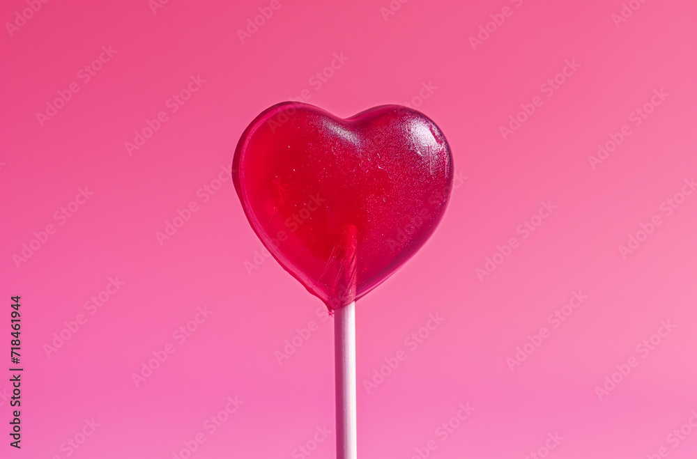 heart lollipops on a pink background, Valentines Day wallpaper, card