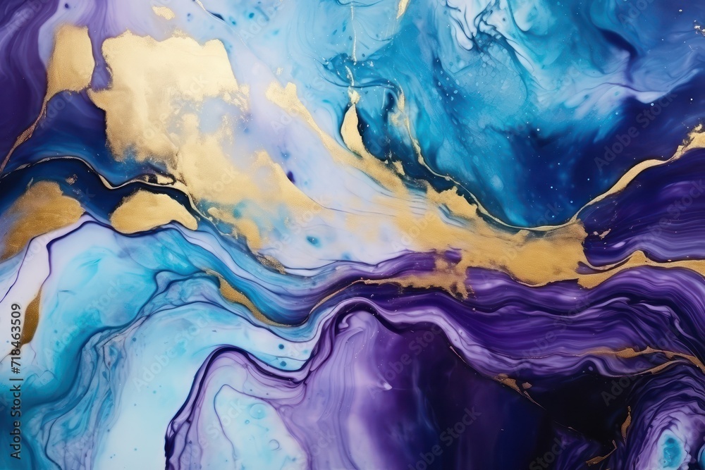 Luxury abstract fluid art painting background alcohol ink technique white and purple color	