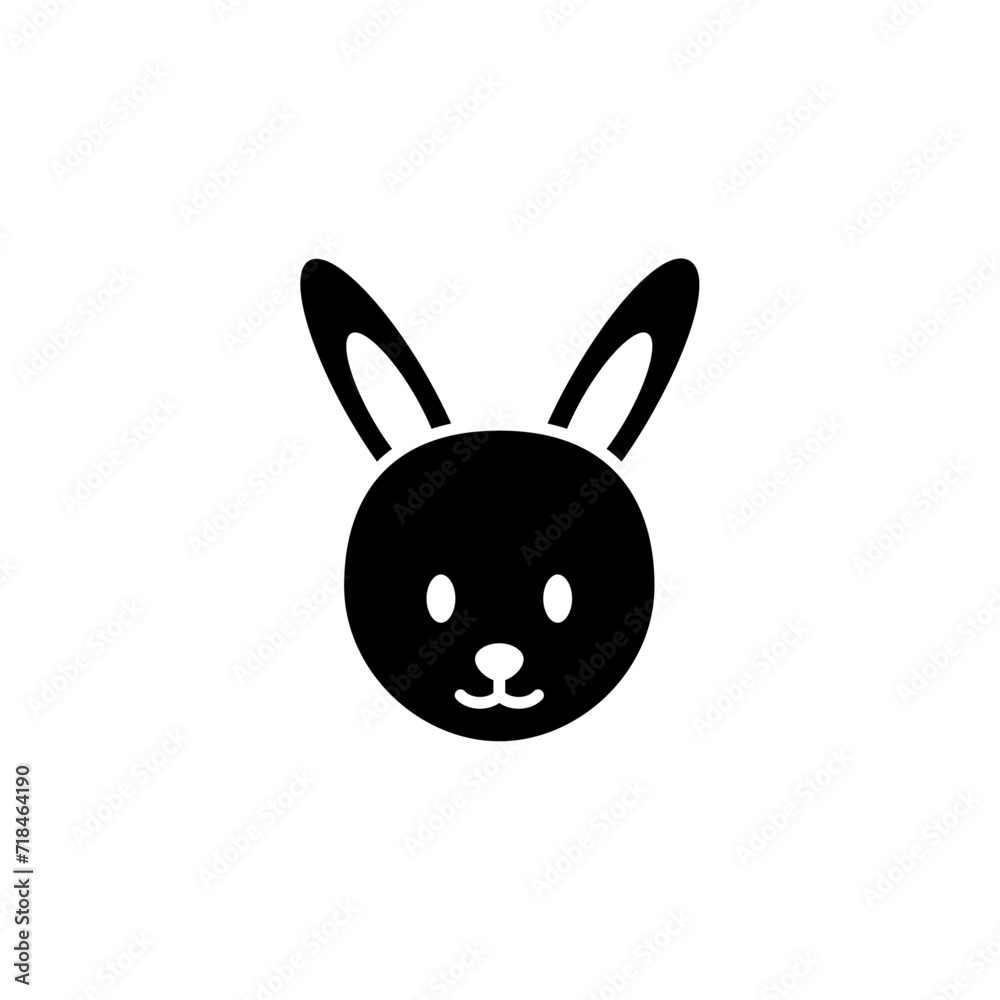 Obraz premium Rabbit Head Glyph Icon. Chinese Zodiac Icon Vector Illustration.