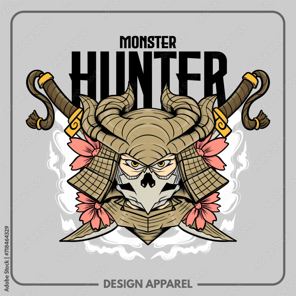 Obraz premium Monster HunterIllustration T Shirt and Apparel Printing Design