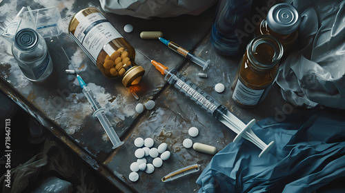 a medic syringe in a makeshift clinic photo