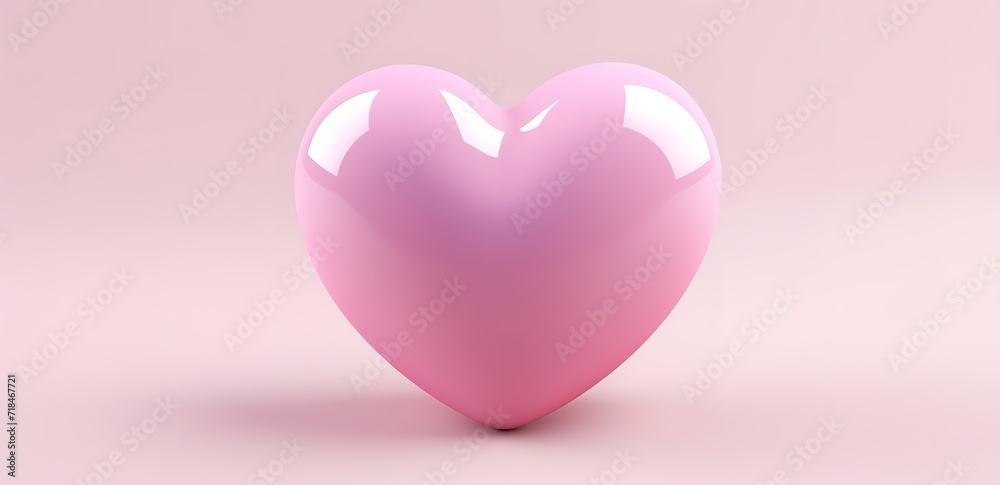 A shiny heart symbol in the photo on a pink Background. generative AI