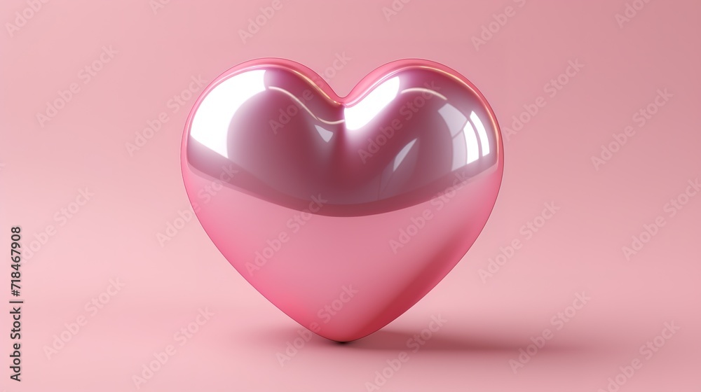 A shiny heart symbol in the photo on a pink Background. generative AI