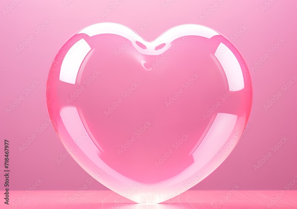 A shiny heart symbol in the photo on a pink Background. generative AI A shiny heart symbol in the photo on a pink Background. generative AI