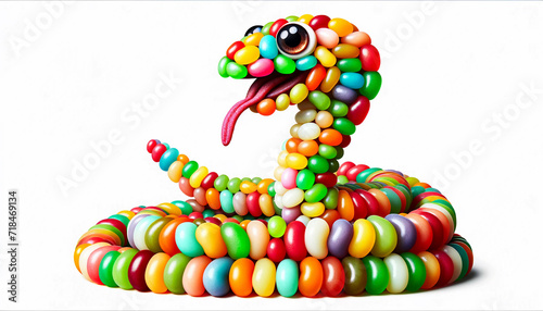 Fun snake made of colorful jellybeans candy