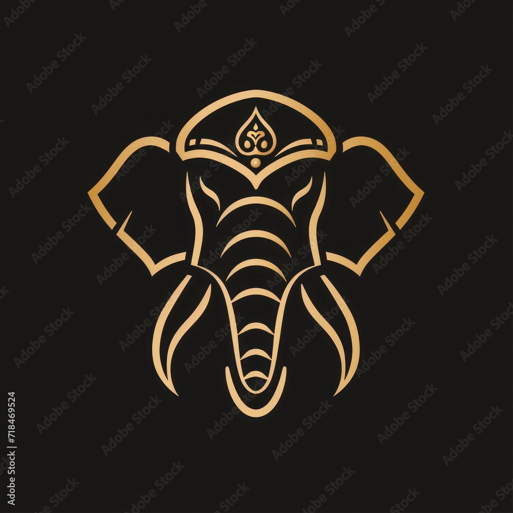 Obraz premium Gold elephant logo symbolizing defense, exuding sturdiness, intelligence, strength, elegance, modernity, luxury, and boldness for the company.