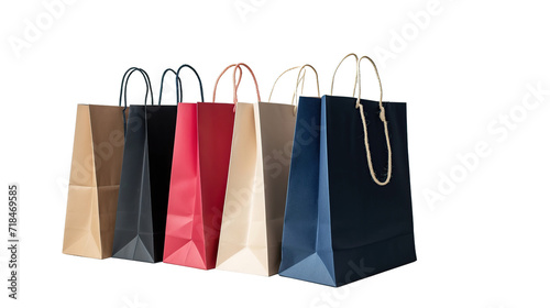 colorful shopping bags on transparent background