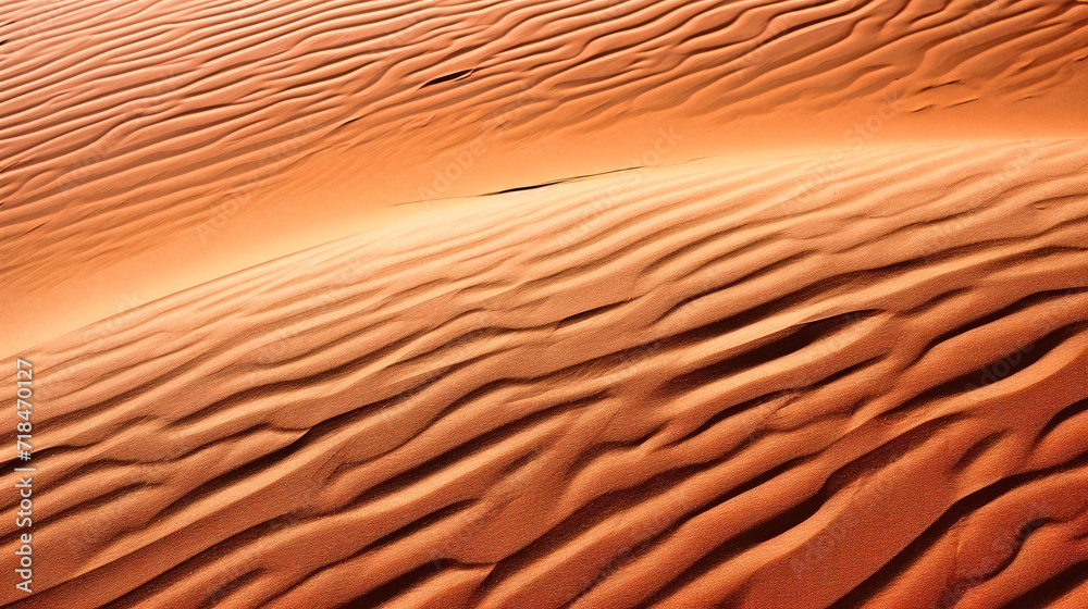 Desert Beauty: Patterned Sand Dunes under the Sun, Arid Landscape with Rippled Sandy Surface Desert Beauty: Patterned Sand Dunes under the Sun, Arid Landscape with Rippled Sandy Surface