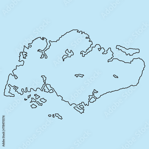 Singapore map. Singapore's vector map outline border isolated on white background.