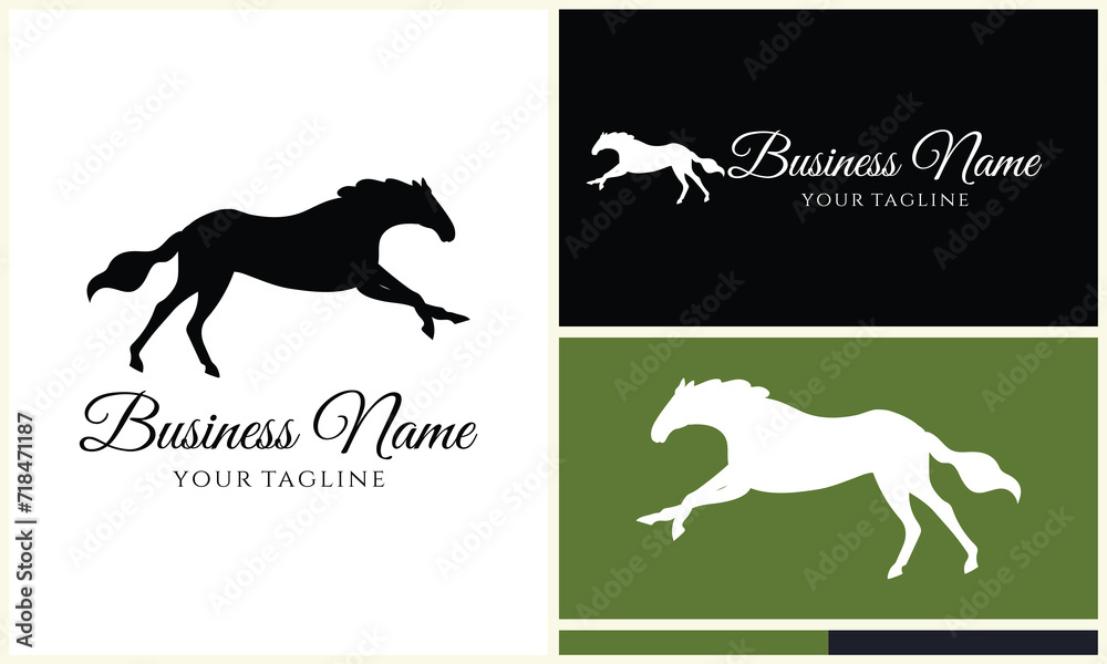 silhouette donkey horse logo template