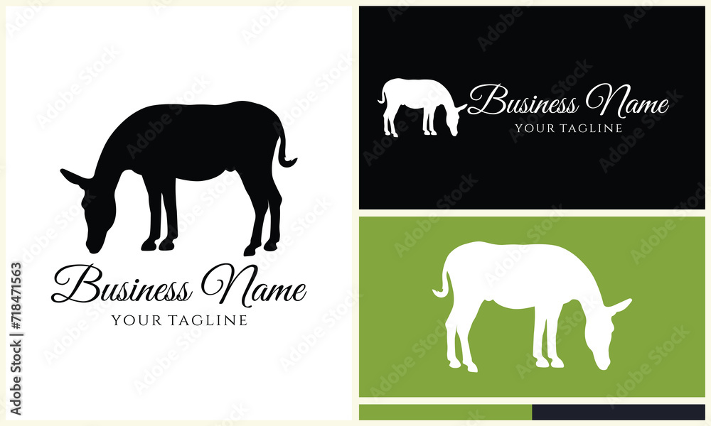 silhouette donkey horse logo template