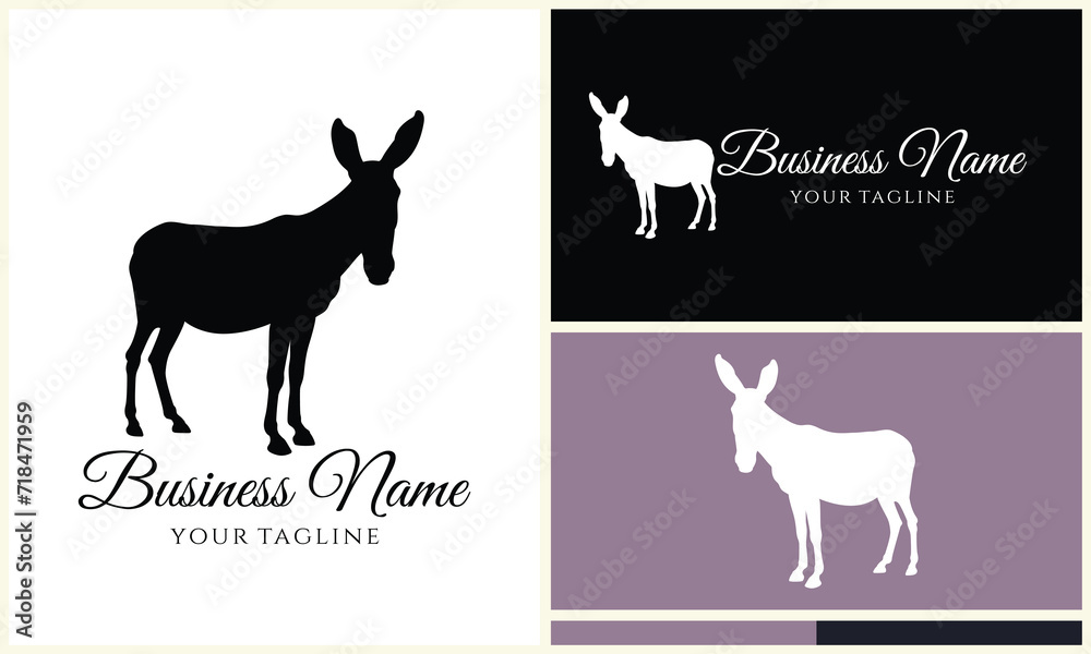 silhouette donkey horse logo template