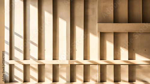 Abstract View of a Concrete Staircase in a Modern Building  Emphasizing Geometric Patterns and the Interplay of Light and Shadow