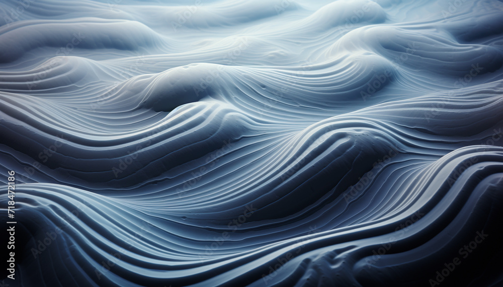 Obraz premium Abstract blue wave pattern on textured sand dune backdrop generated by AI
