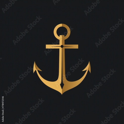 a simple golden icon of an anchor on a black background