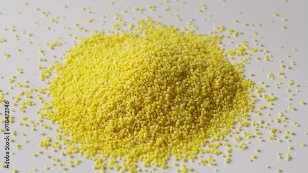 Background of raw millet seeds close up. Millet seeds texture. Background of raw millet seeds close up. Millet seeds texture.