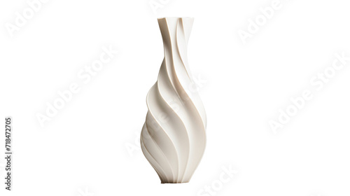 A white vase with a wavy design  adding elegance and charm to any space.