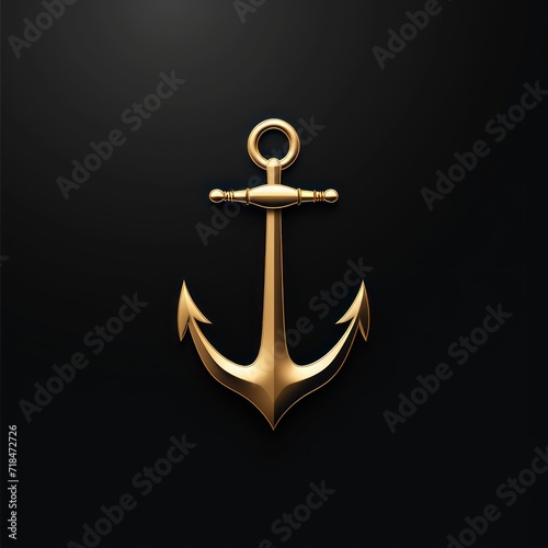 minimalist golden icon of an anchor on a black background