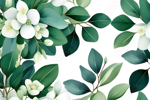 Eucalyptus Watercolor Illustration: Flower Illustration for Wedding Invitations, New Year's cards, and Decoration generative ai  © 랑이 자