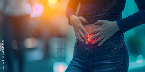 Ultimate UTI treatment includes antibiotics, Incontinence, Constipation, Menopause  lower abdomen, intake of frequent fluids can reduce stomach pains, a women with lower abdomen pain, a health care photo