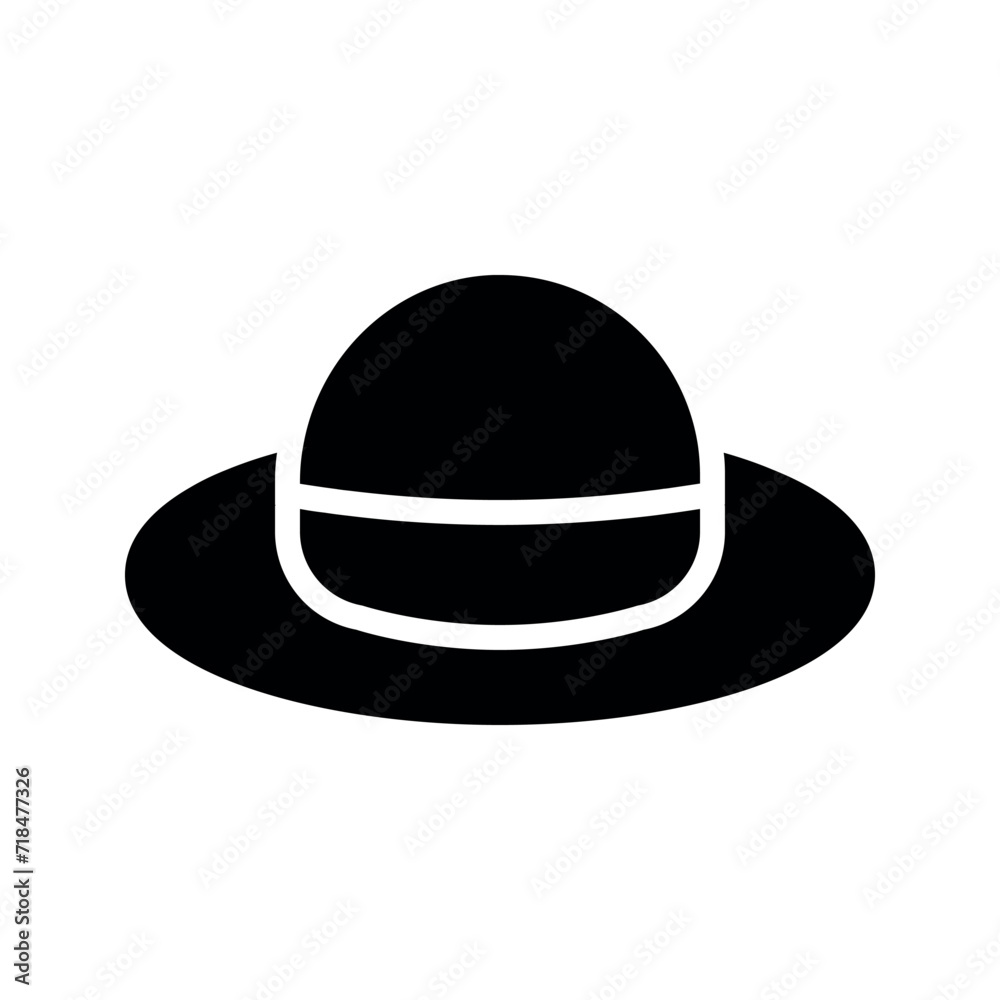 Illustration vector graphic icon of Pamela Hat. Solid Style Icon. Clothes Themed Icon. Vector illustration isolated on white background. Perfect for website or application design. Illustration vector graphic icon of Pamela Hat. Solid Style Icon. Clothes Themed Icon. Vector illustration isolated on white background. Perfect for website or application design.
