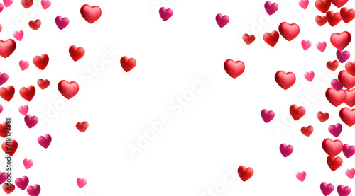 Valentine's hearts isolated on transparent background. Vector red symbols of love border for romantic banner or Happy Mother's Day greeting card design
