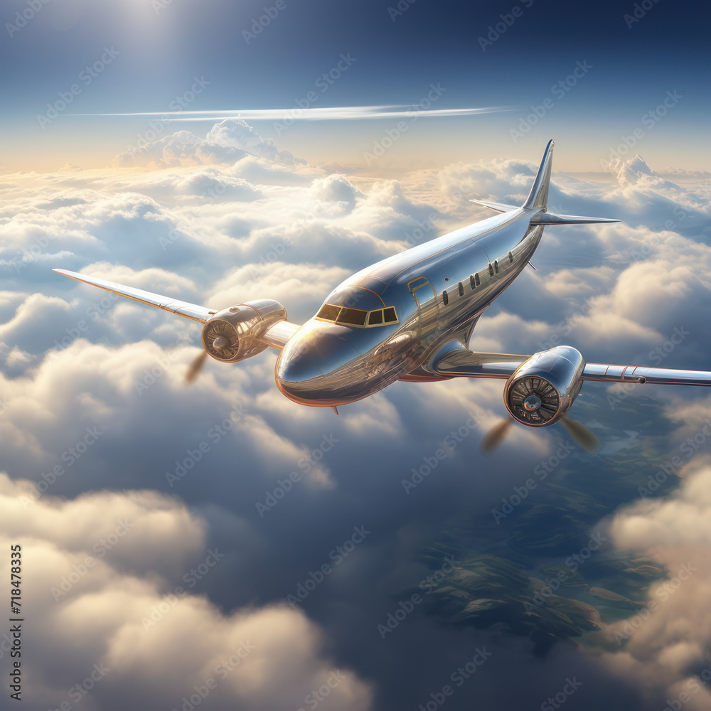 Obraz premium Aircraft soaring above the cloud-draped earth