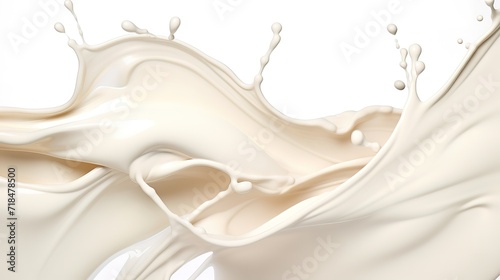 Fresh white milk liquid splash wave on white Background. generative AI photo