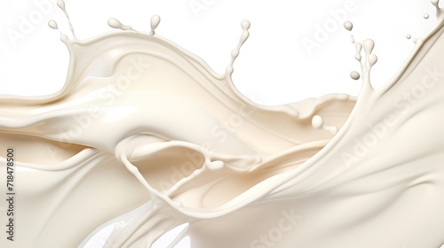 Fresh white milk liquid splash wave on white Background. generative AI