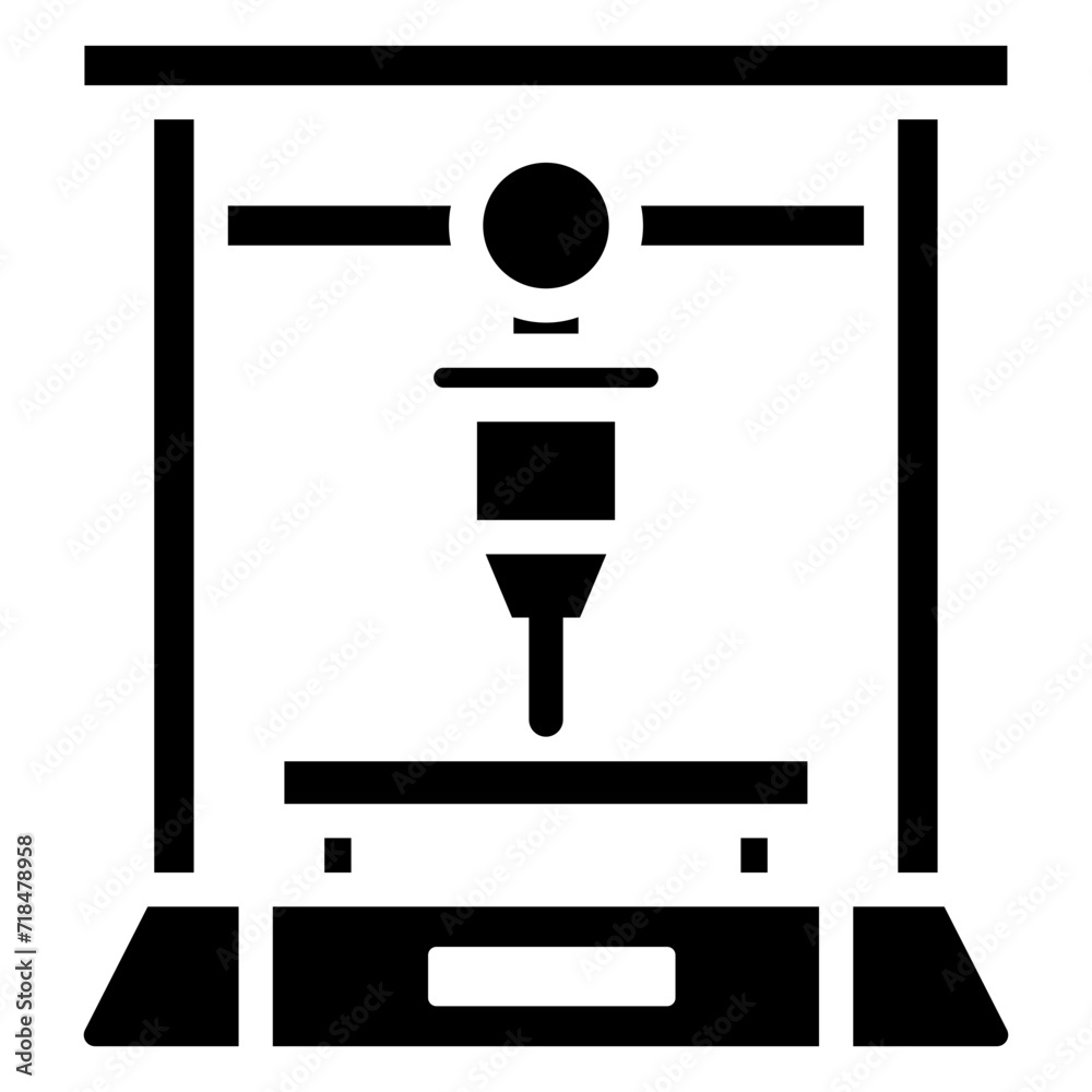 3d Printer glyph icon. relate to robotic engineering and technology theme. use for UI or UX kit, web and app development. 3d Printer glyph icon. relate to robotic engineering and technology theme. use for UI or UX kit, web and app development.