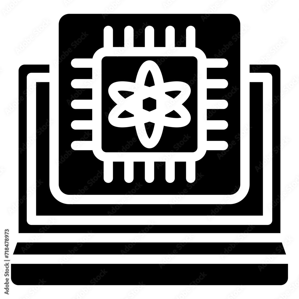 Quantum Computer glyph icon. relate to robotic engineering and technology theme. use for UI or UX kit, web and app development.