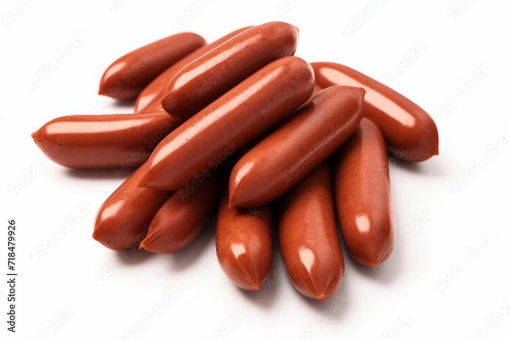 Smoked Sausage Links Cut, Featuring a Rich Smoky Flavor, on a White Background, Generative AI Smoked Sausage Links Cut, Featuring a Rich Smoky Flavor, on a White Background, Generative AI