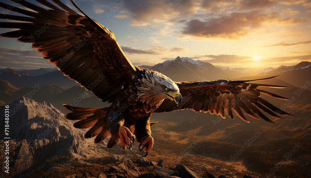 Fototapeta premium Majestic hawk soars in the sky, embracing freedom and beauty generated by AI