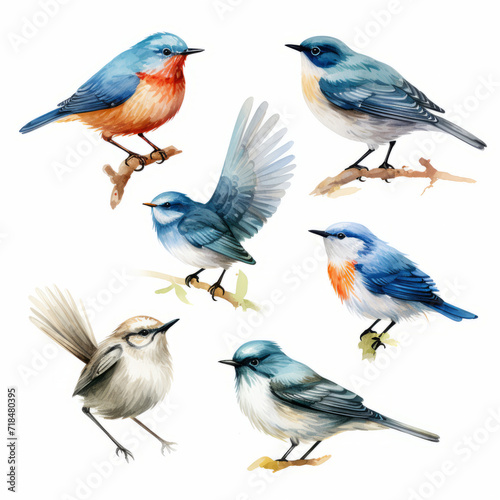 Set of bird watercolor