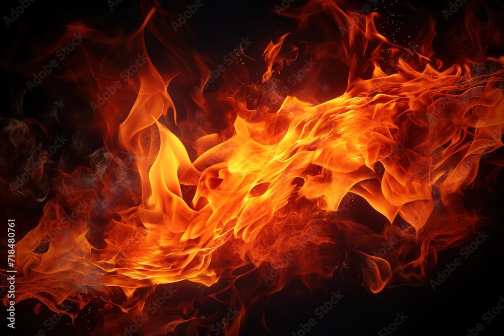 Fire stripe with free space for text. isolated on black background Generative AI Fire stripe with free space for text. isolated on black background Generative AI