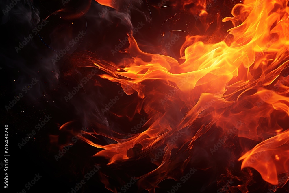 Fire stripe with free space for text. isolated on black background Generative AI Fire stripe with free space for text. isolated on black background Generative AI
