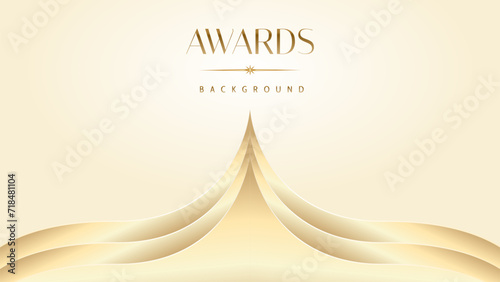 Pastel cream gold award graphic background. Modern glitter template sparkling elegant luxury premium corporate abstract design.