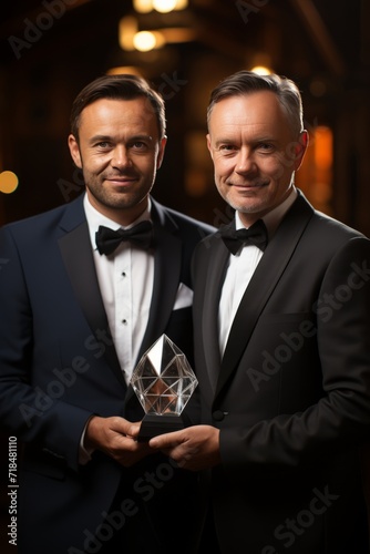 Awards presenter handing over the Business Leader of the Year award, Generative AI photo