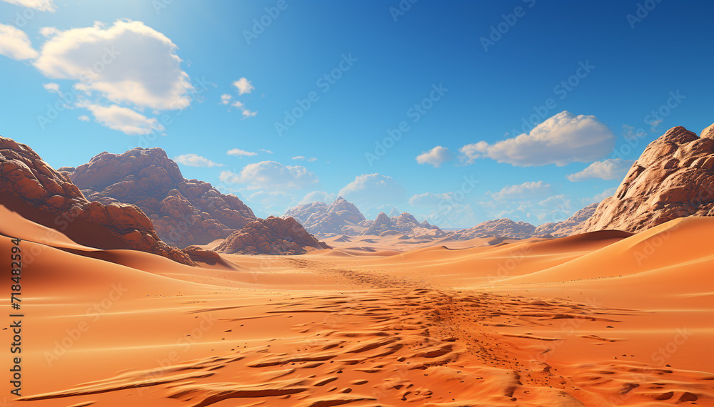 Sand dune landscape outdoors, dry mountain, extreme terrain, arid climate generated by AI