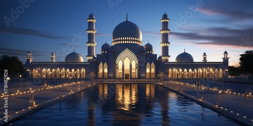 an illustration of a luxurious and majestic mosque. generative AI