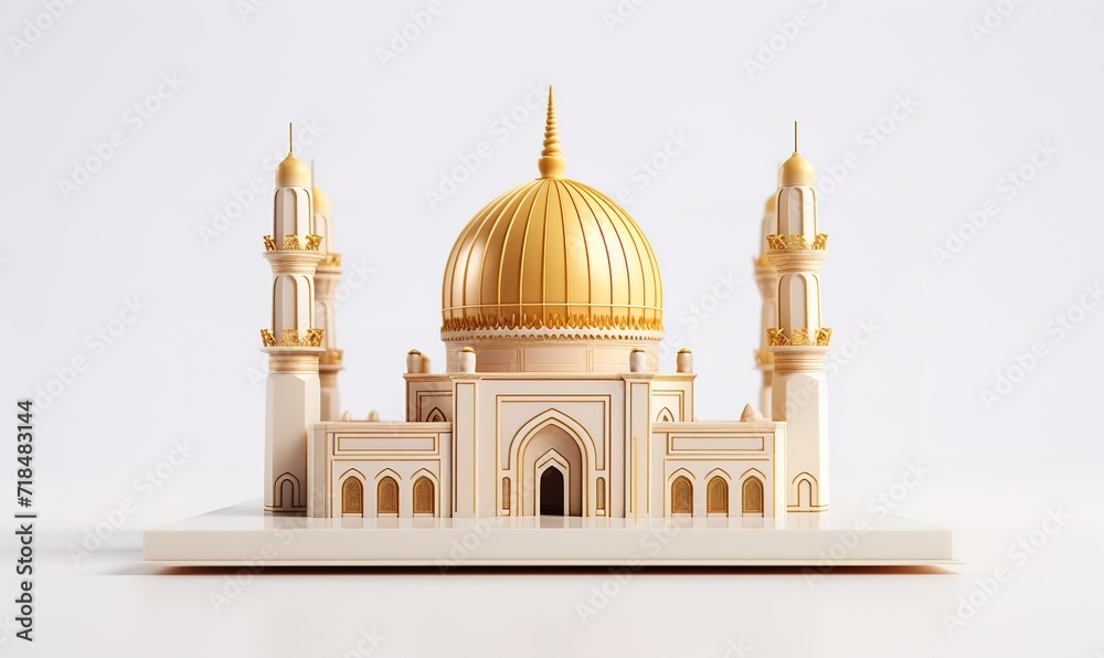 A light brown mosque concept design on a white background. generative AI