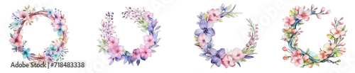 wreath with pink and blue flower bouquets in png