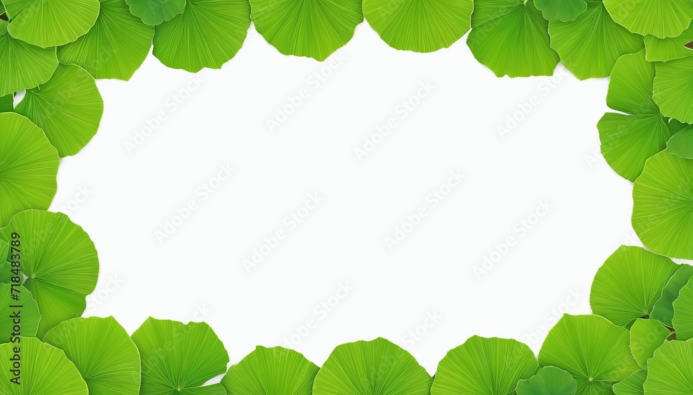 Artistic Illustration of a Green Ginkgo Leaf Framed Background