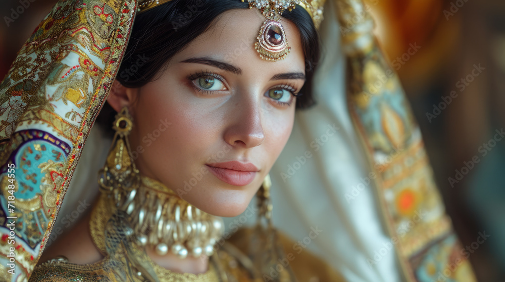 Beaitiful Armenian young woman in traditional clothes.