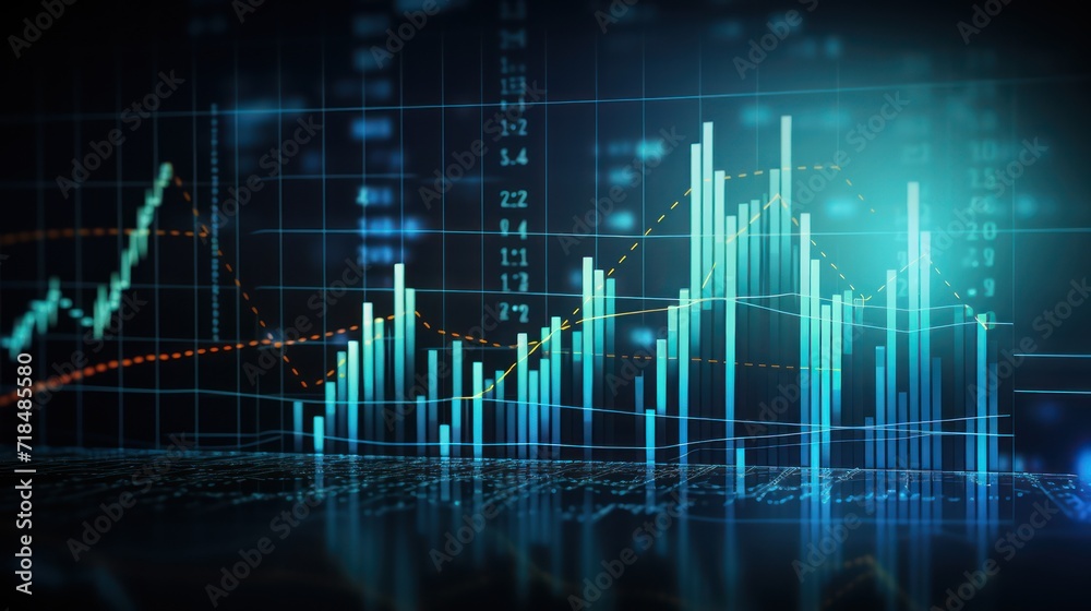 A Investment finance chart infographic with ,stock market business and exchange financial growth graph., photo, on a blue background. A Investment finance chart infographic with ,stock market business and exchange financial growth graph., photo, on a blue background.
